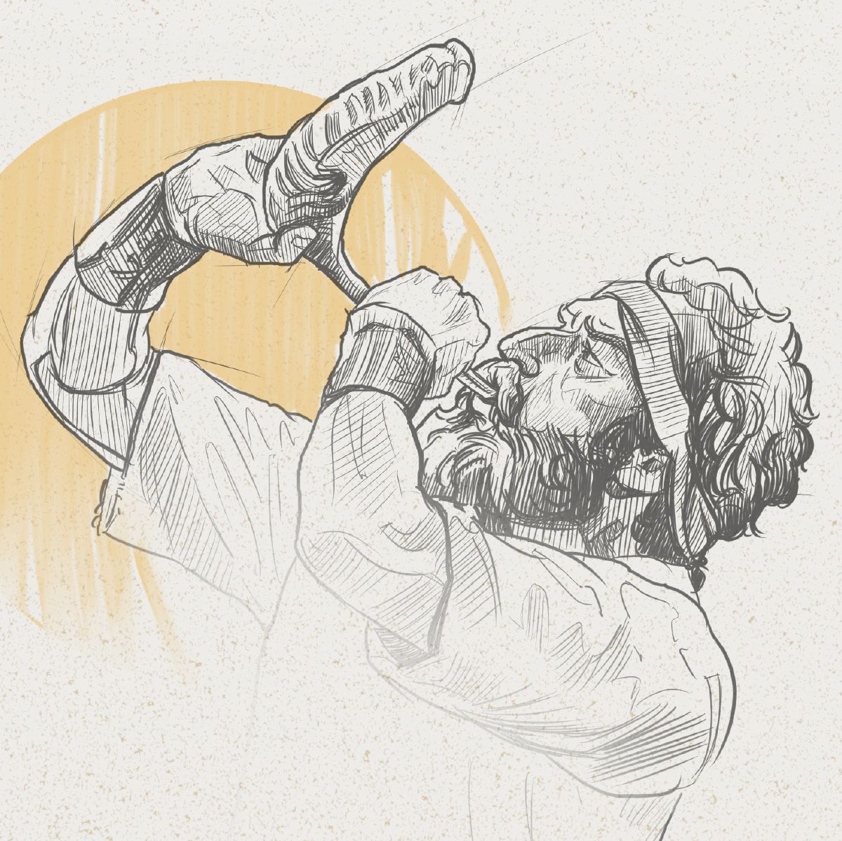 A watchman blowing a horn.