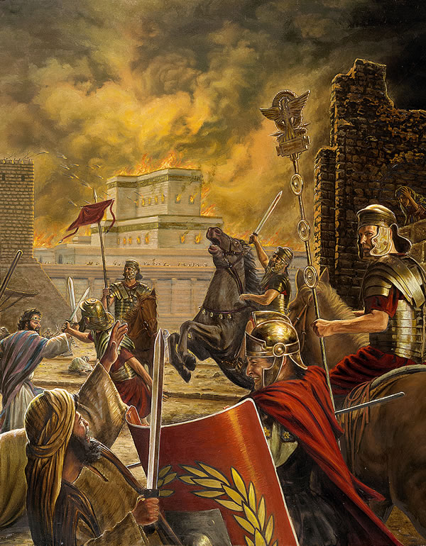 The Roman army destroying ancient Jerusalem