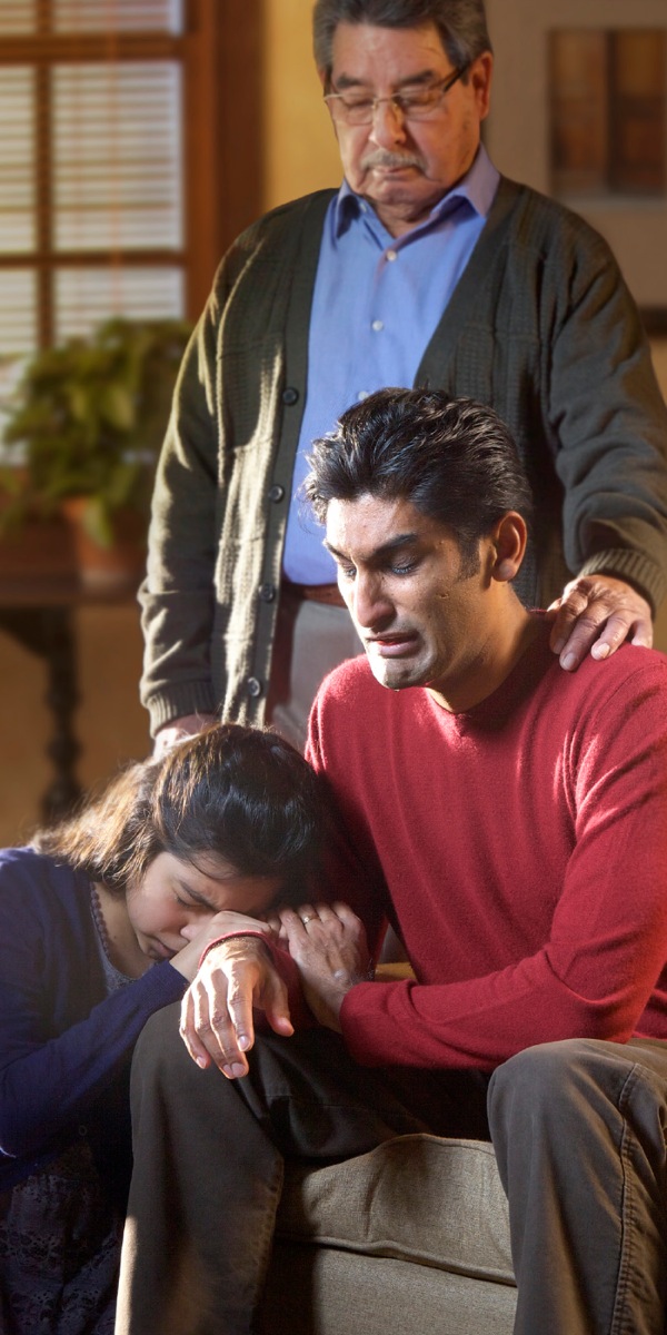 Family members who are overcome by grief and sadness