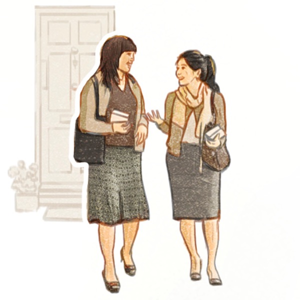 A Kingdom publisher having a conversation with her preaching partner