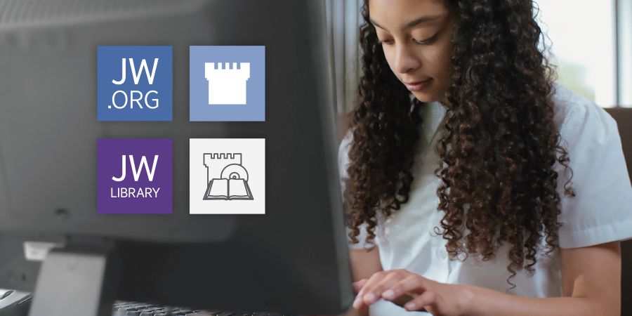 A young sister uses the online tools provided by Jehovah’s organization