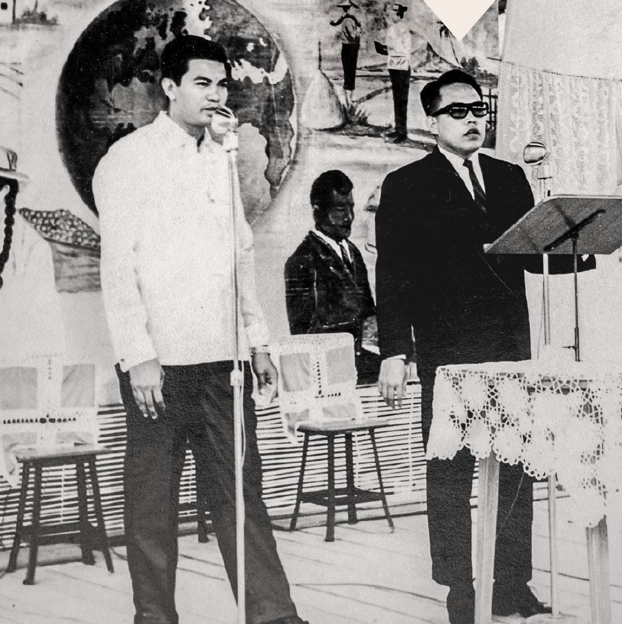 Felix Fajardo delivers a talk at a convention in 1963