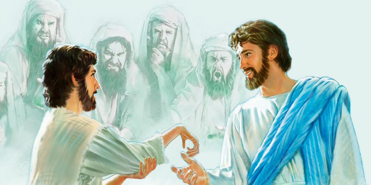 Jesus shows compassion to a man with a withered hand