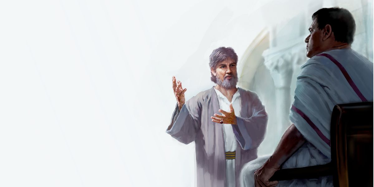 Joseph of Arimathea speaks to Pontius Pilate