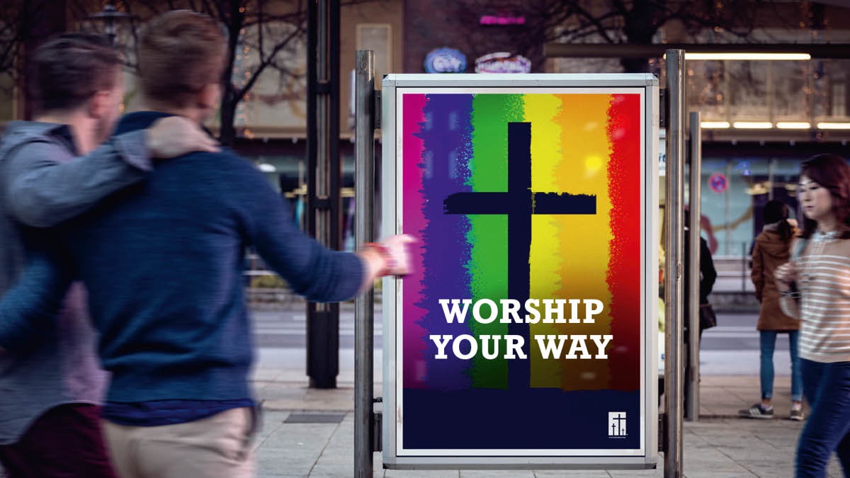 An advertisement from a church that tolerates homosexuality