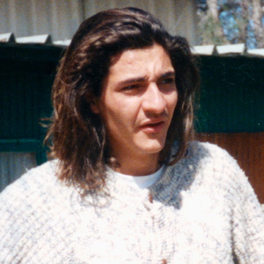 Alain Broggio as a young man with shoulder-length hair