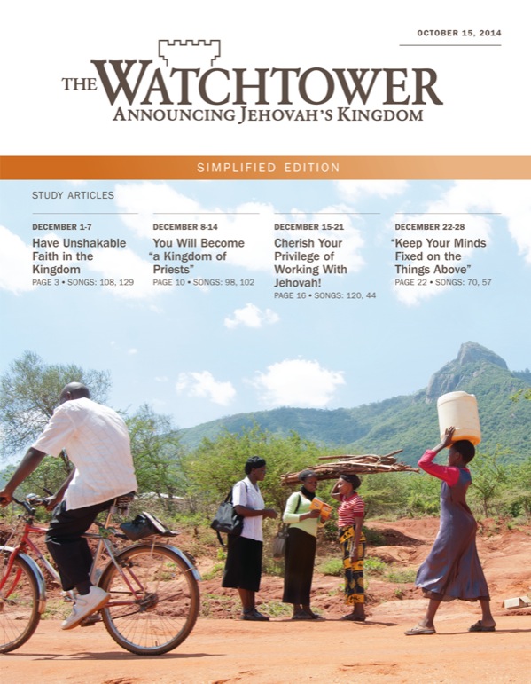 Cover of the Watchtower Simplified Edition, October 15, 2014