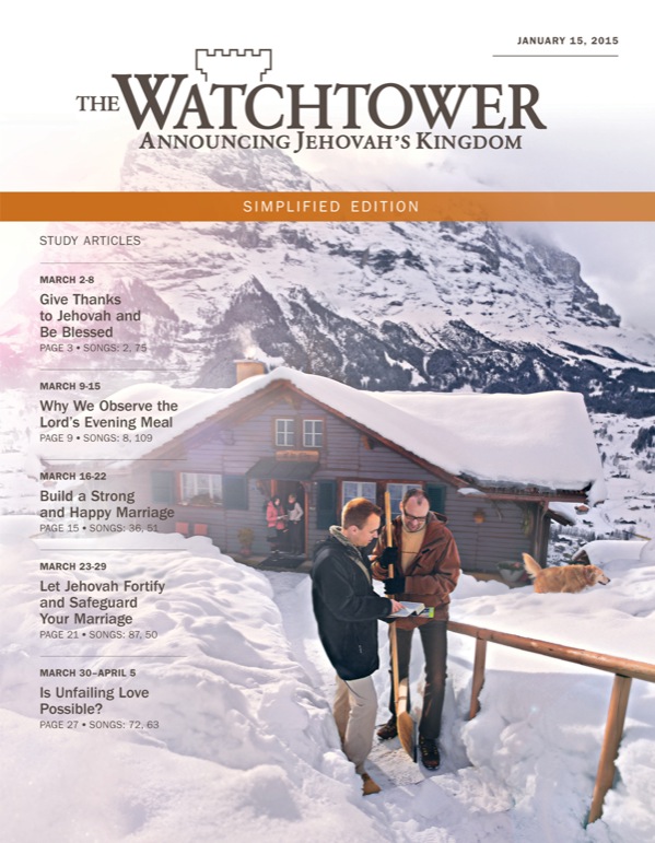 Cover of the Watchtower Simplified Edition, January 15, 2015