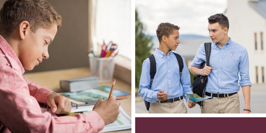 A teenage boy uses a worksheet to prepare to preach to a schoolmate