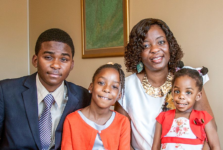 Efigenia Semente and her three children in Namibia