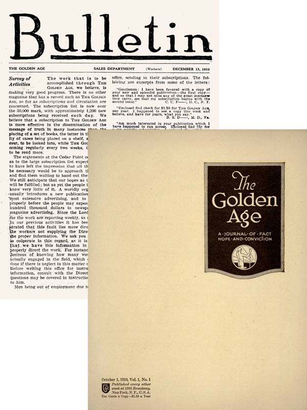 Portada de los primeros números del Bulletin y The Golden Age