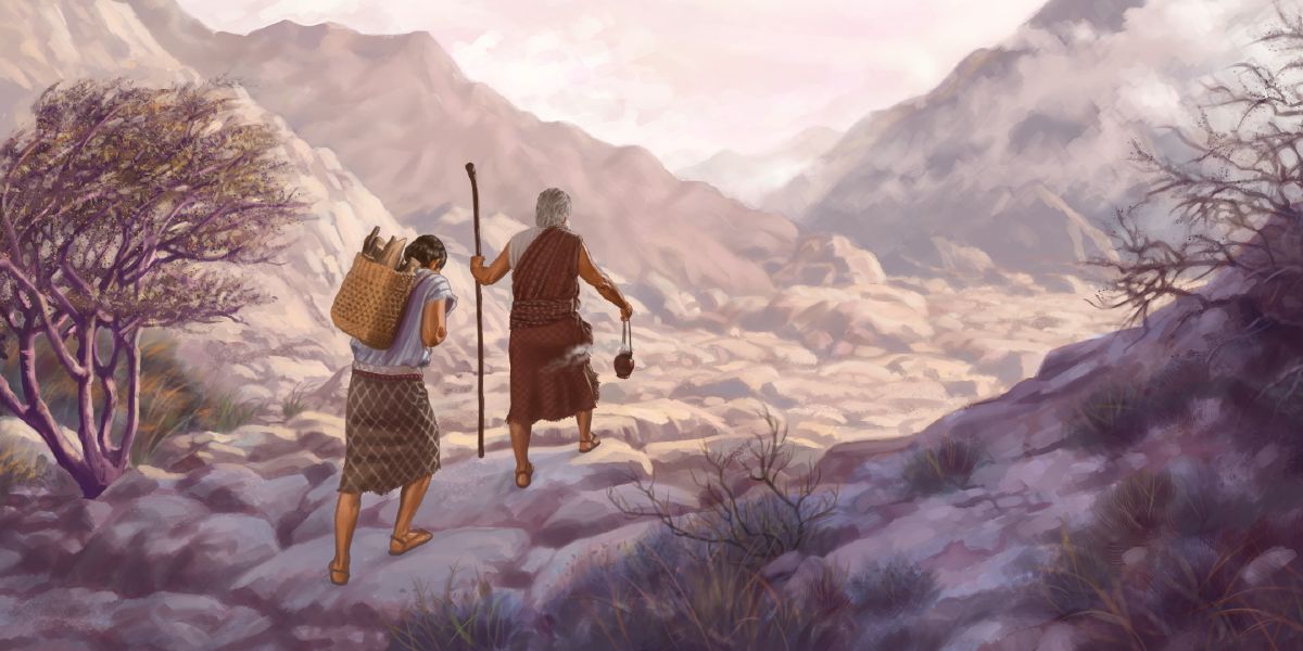 Abrahán e Isaac caminan hacia Moria