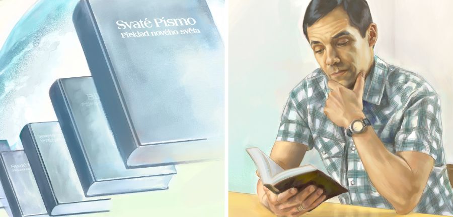 Piibel eri keeltes; mees loeb Piiblit oma keeles
