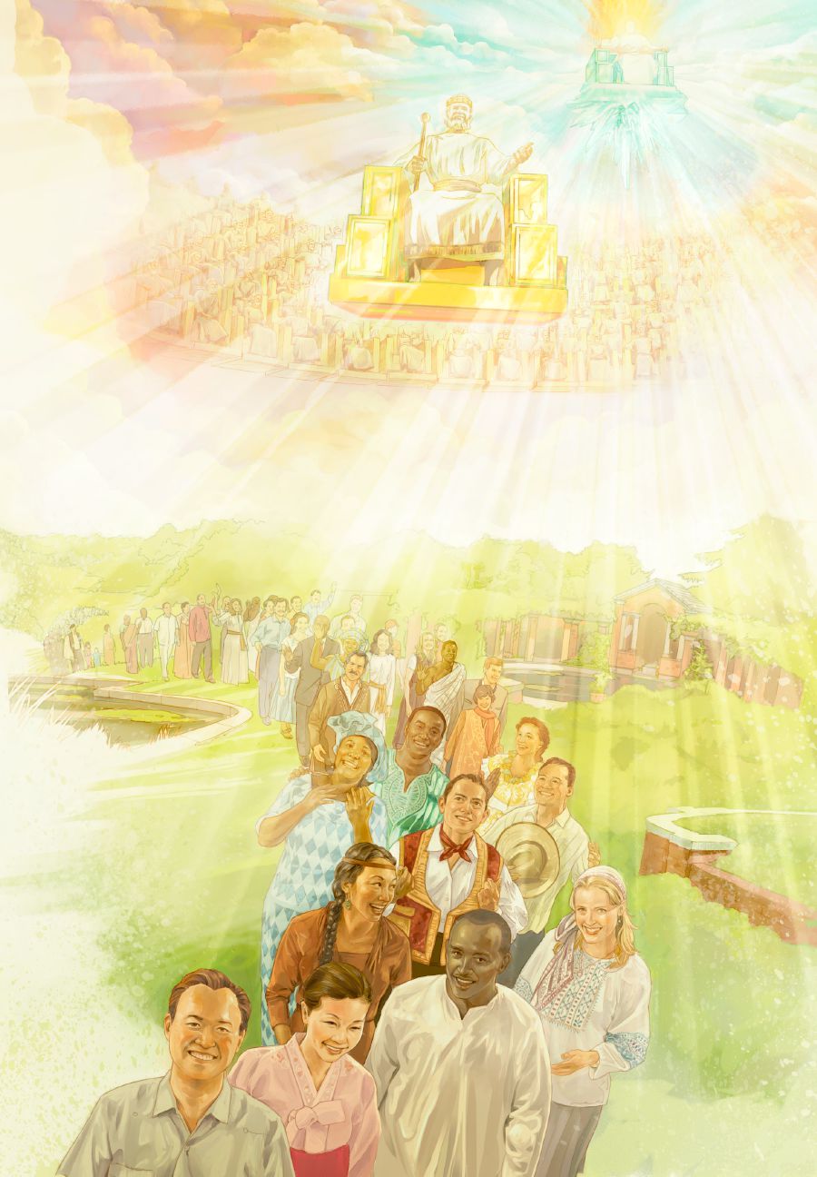 Jeesus istub oma taevasel troonil ja valitseb inimeste üle, kes elavad maises paradiisis