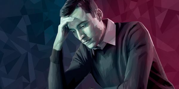 یک مرد افسرده و ناراحت