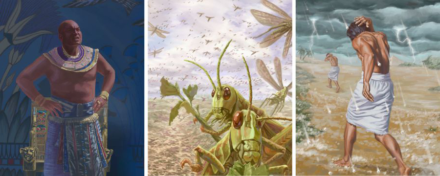 بلاهای هفتم تا نهم مصر:‏ تگرگ،‏ ملخ،‏ تاریکی