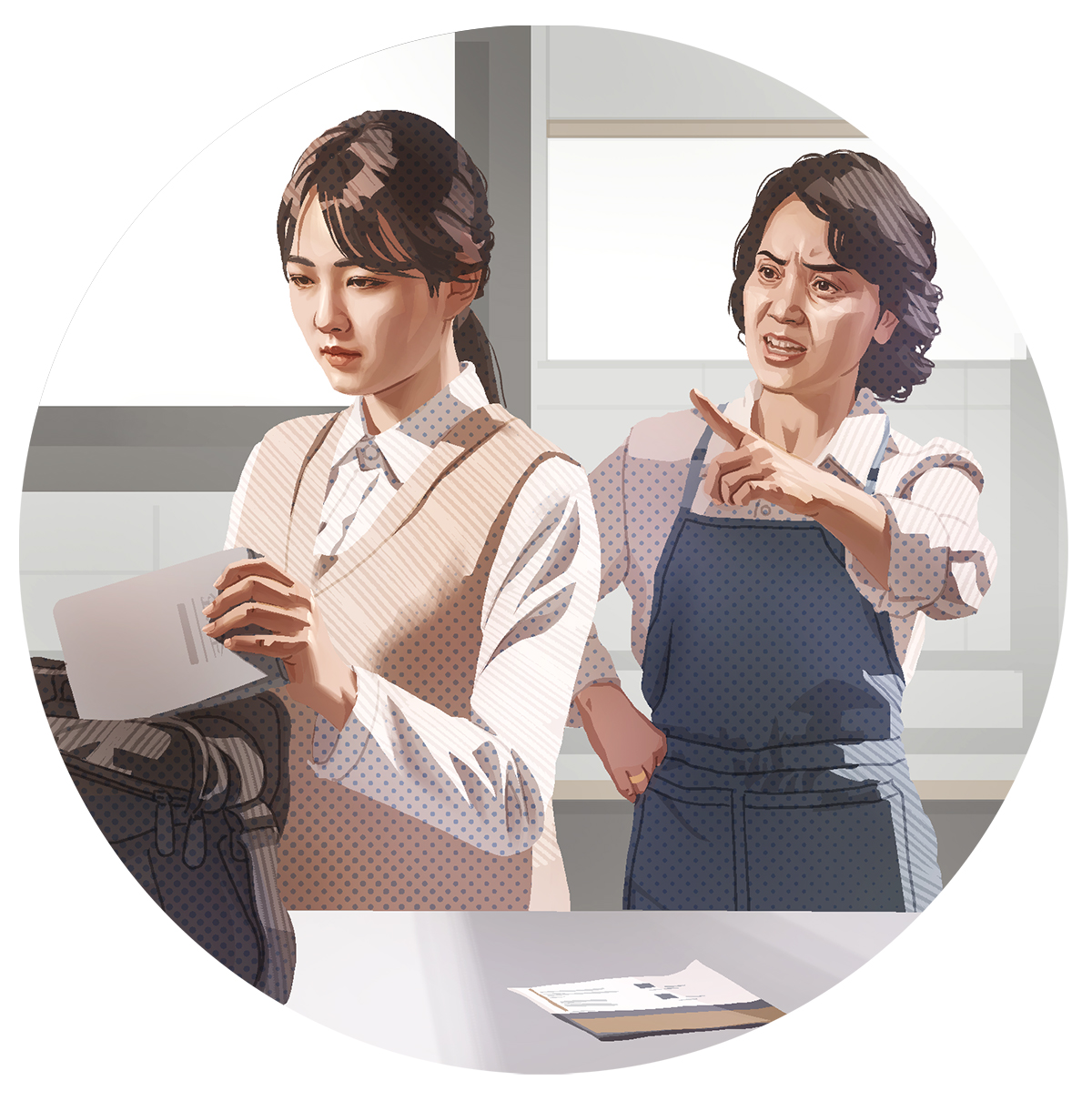 آن خانم با وجود این که مادرش سرش داد می‌زند،‏ یک نسخه از کتاب مقدّس را در کیف خود می‌گذارد.‏