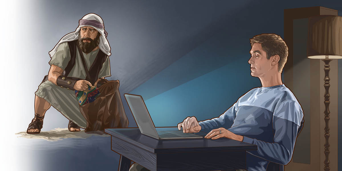 كولاژ:‏ ۱)‏ عَخان مخفيانه از غنيمت جنگی برداشت.‏ ۲)‏ برادری موقع شب به تصاوير ناشايست نگاه می‌كند.‏