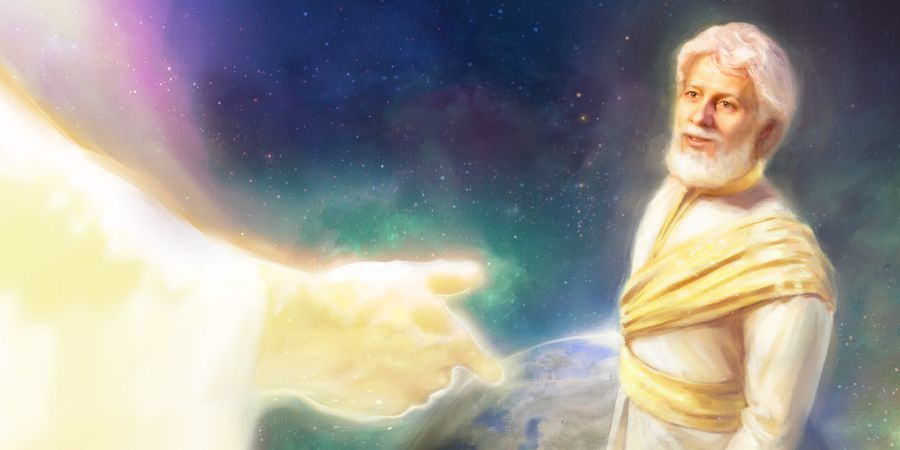 عیسی هنگام ترک آسمان و آمدن به زمین به یَهُوَه،‏ پدرش نگاه می‌کند