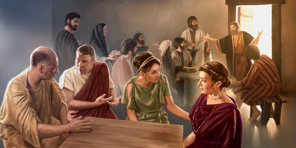 Apostoli Pietari syö Antiokiassa juutalaiskristittyjen mutta ei pakanakristittyjen kanssa
