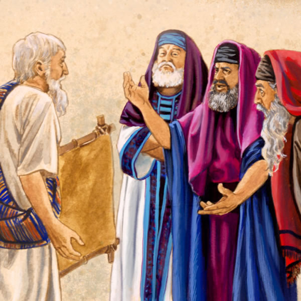 Des Juifs parlent à un homme qui a été guéri par Jésus