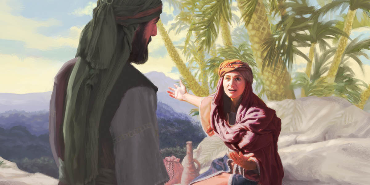 Assise sous un palmier, la prophétesse Déborah encourage Barak pour qu’il aille au secours du peuple de Dieu.