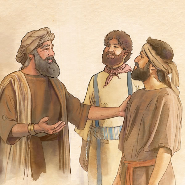 Le maître félicitant les deux esclaves fidèles