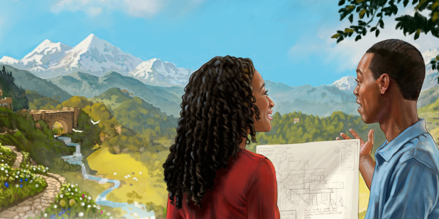 Dans le Paradis, un couple parle de sa future maison