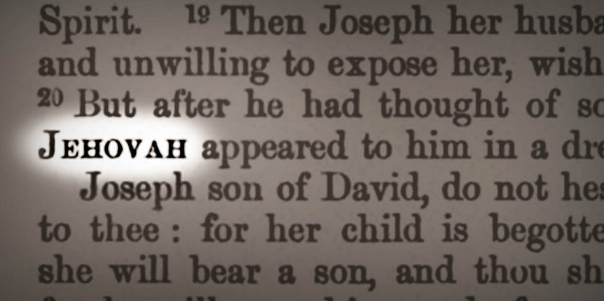 Stranica iz Shadwellovog prijevoda; istaknuto Božje ime “Jehova” u Mateju 1:20