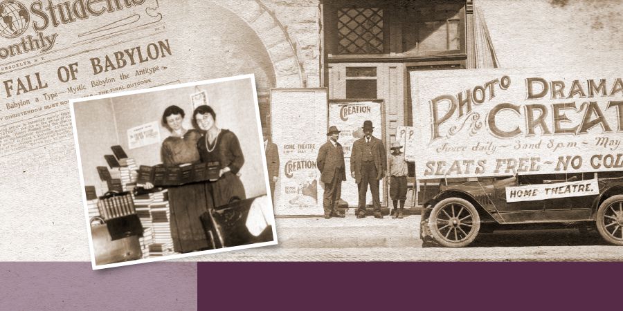 Az I. világháború alatt a Bibliakutatók bibliai témájú kiadványokkal és a Fotodrámával tanúskodnak