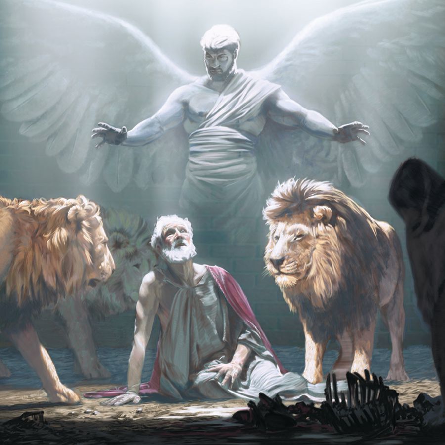 Հրեշտակը Դանիելին պաշտպանում է առյուծներից