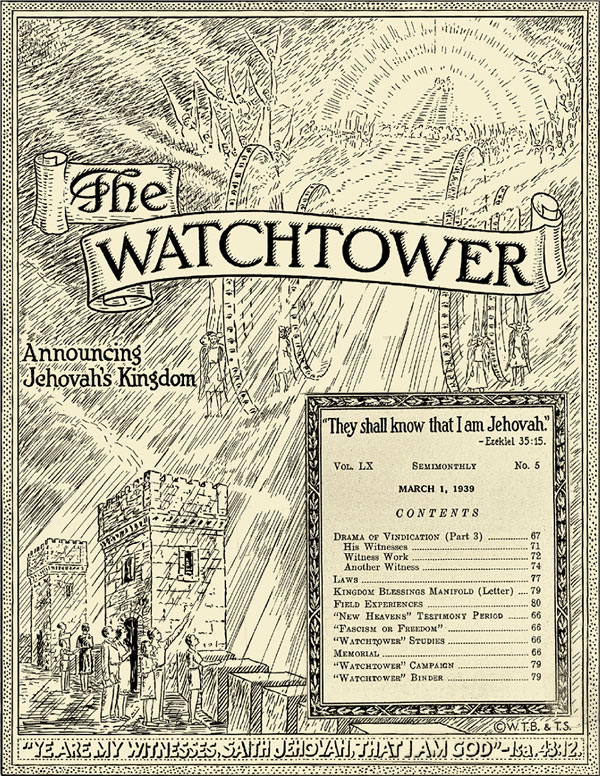 Sampul majalah The Watchtower 1 Maret 1939
