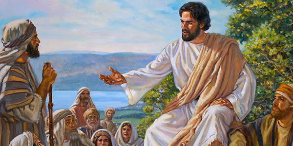Gesù insegna alla folla.
