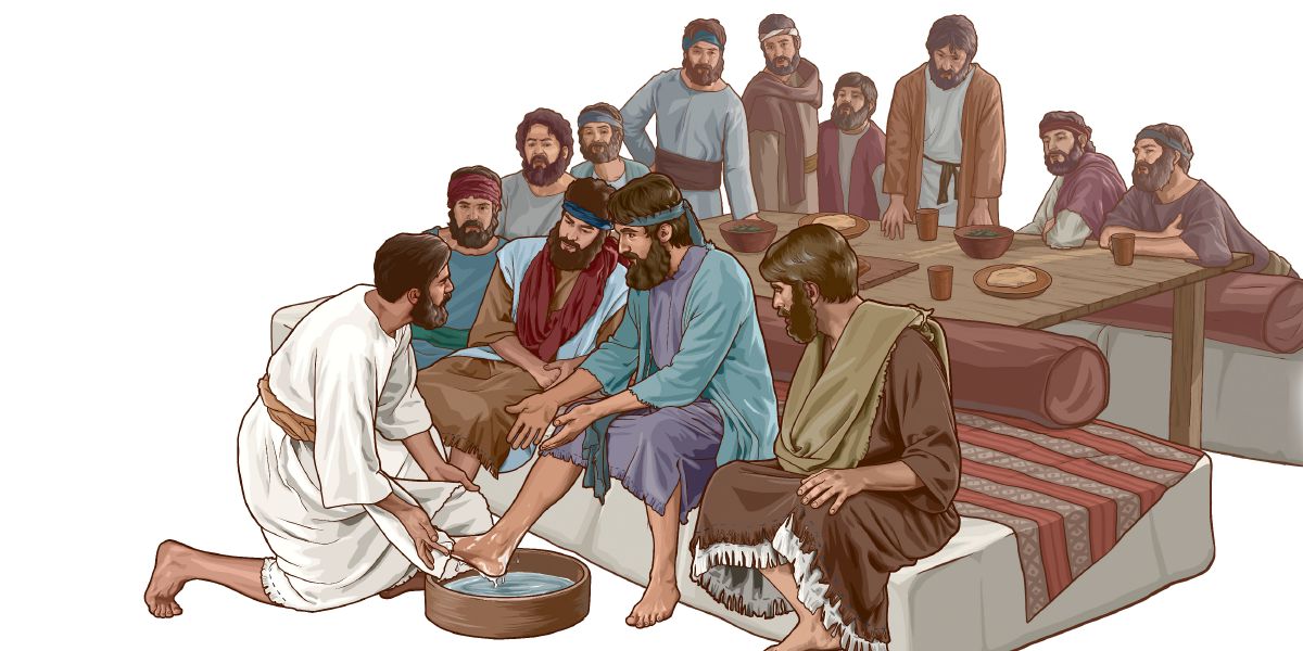 Gesù lava i piedi ai suoi apostoli