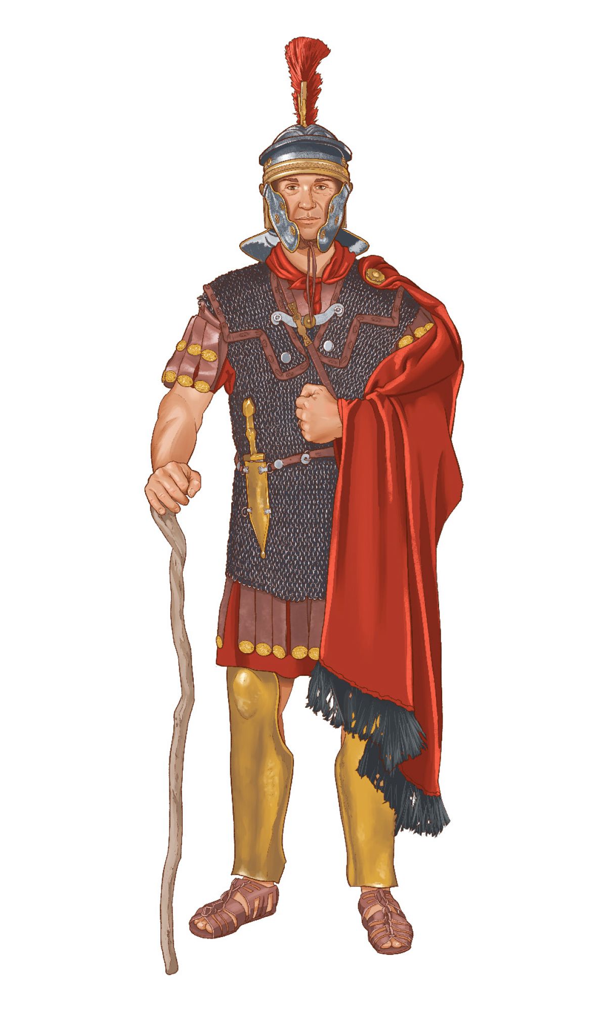 Centurione romano equipaggiato per la battaglia