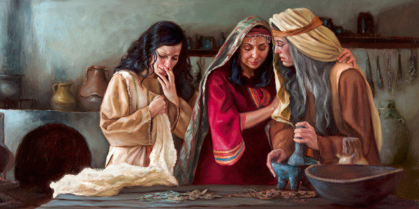 Giovanna e altre donne preparano gli aromi per la sepoltura di Gesù