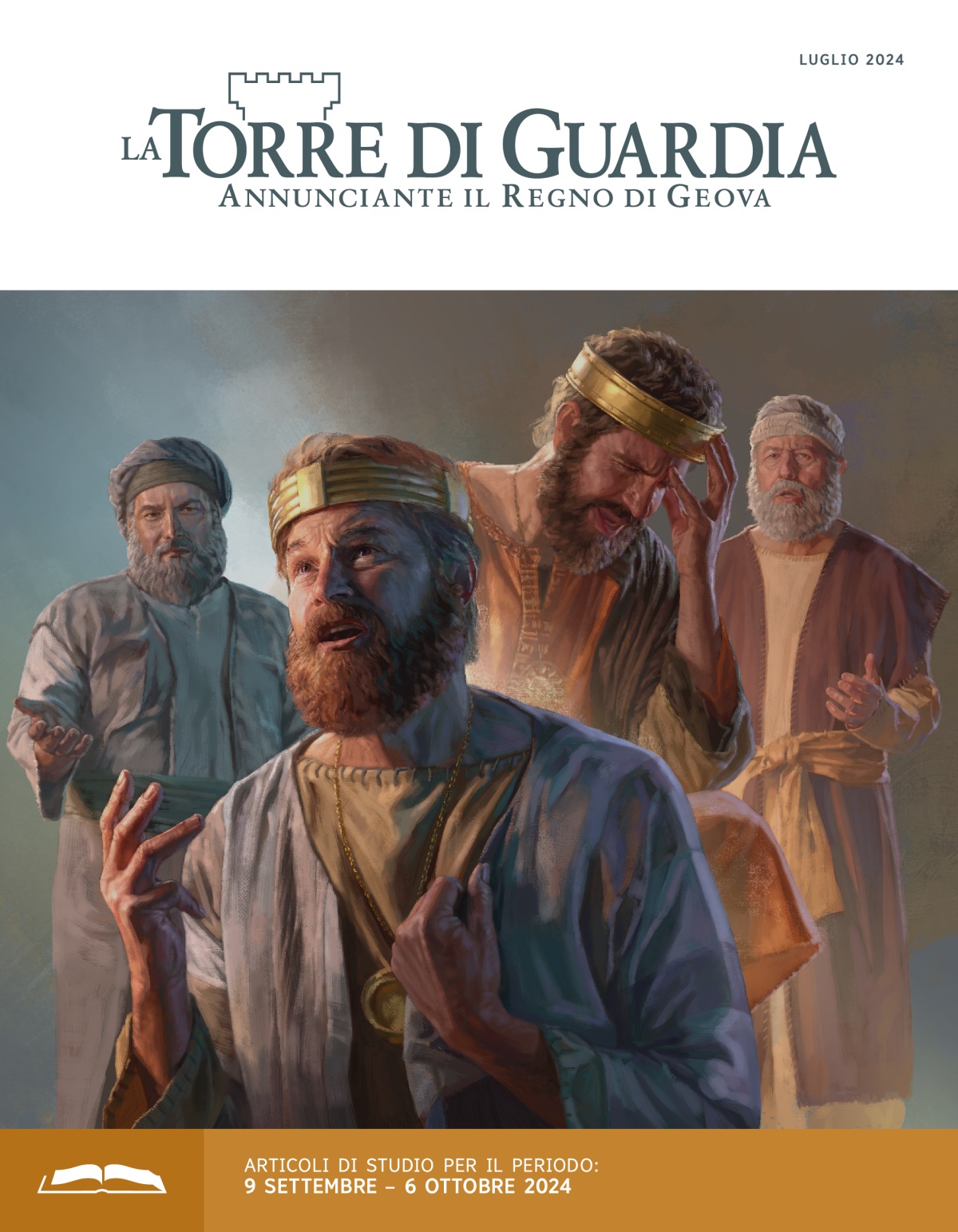 Collage: 1. Il re Davide prova rimorso e guarda verso l’alto mentre Natan gli parla. 2. Il re Ezechia, addolorato, si tiene la testa con una mano mentre Isaia gli parla.