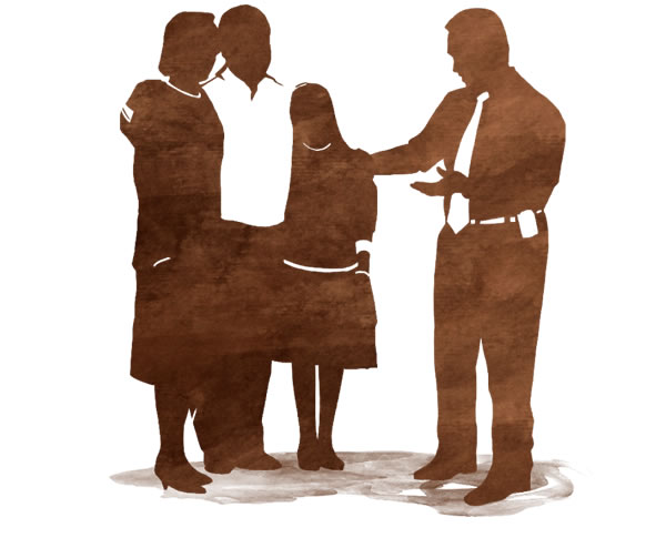 長老が奉仕者の家族の様子を確認している