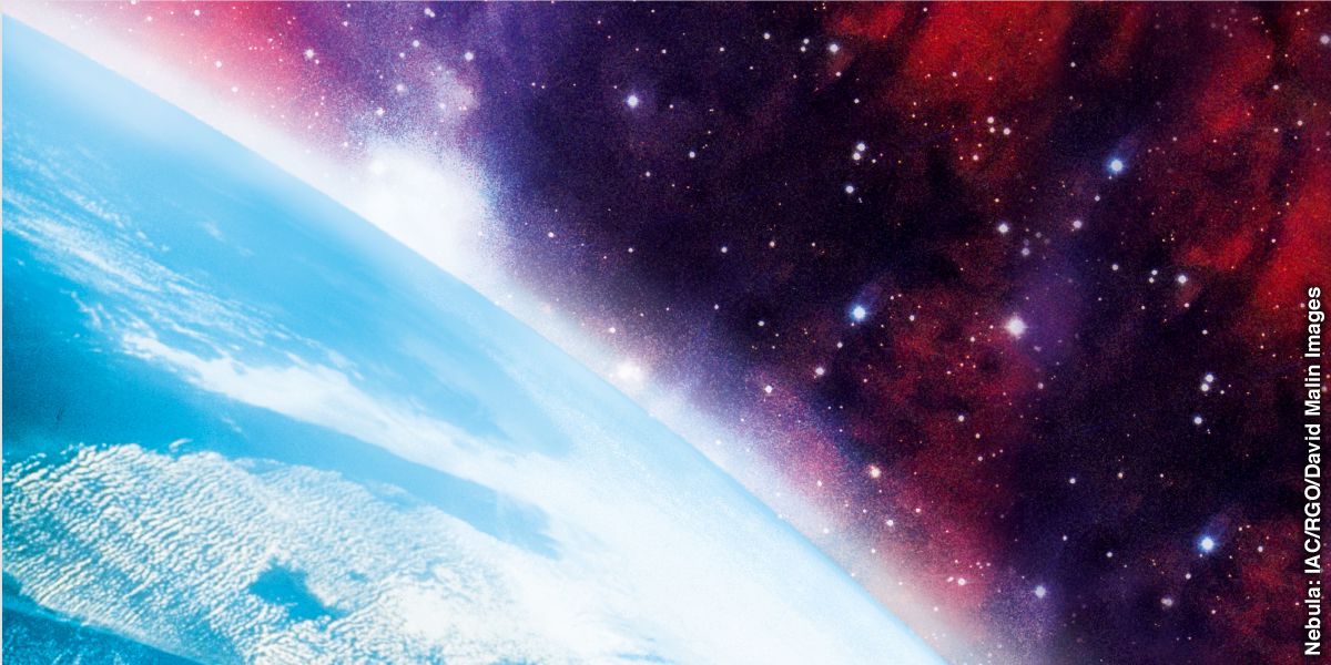 地球と，星の輝く宇宙