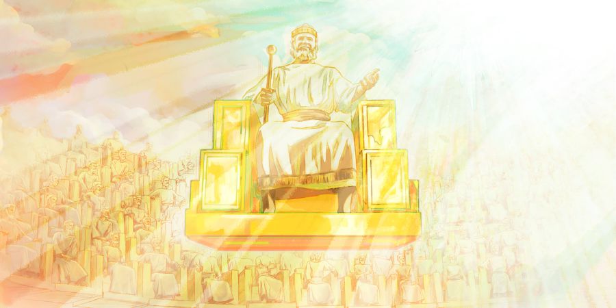 復活したイエスが天の王座に座している。