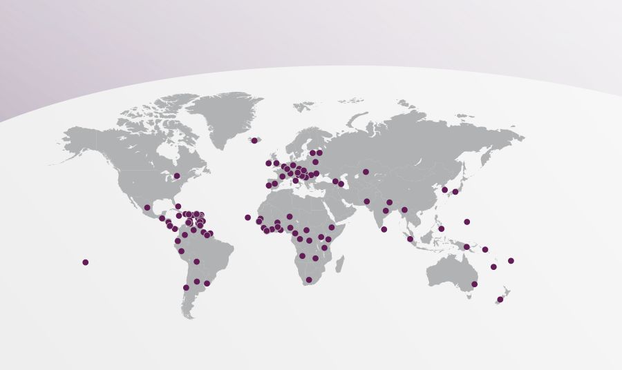 デービッド･シンクレアが訪れた国々を示す地図