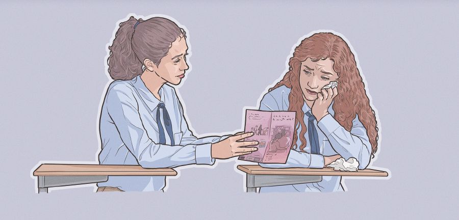 若い姉妹がクラスメートに復活の希望について話している。