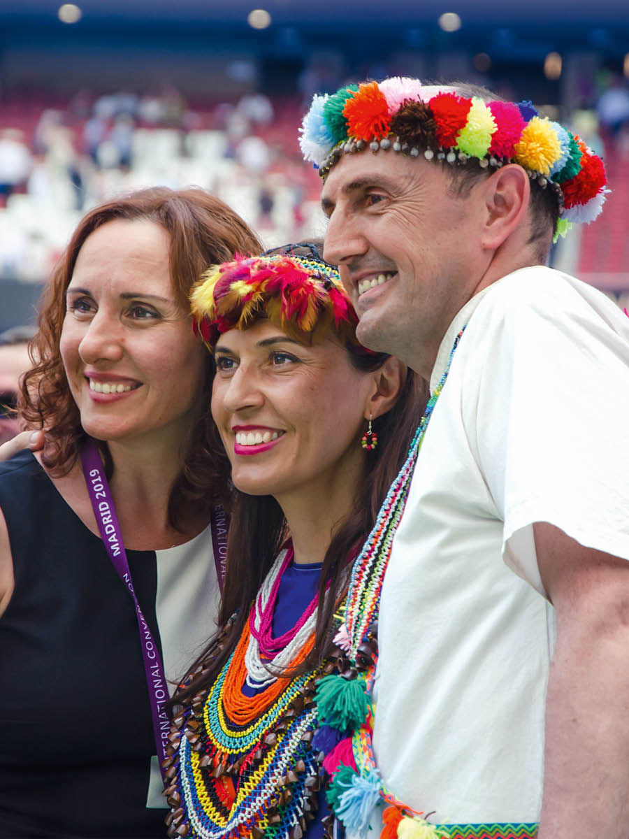 One brother and two sisters from different-different country taking picture to the international convention.