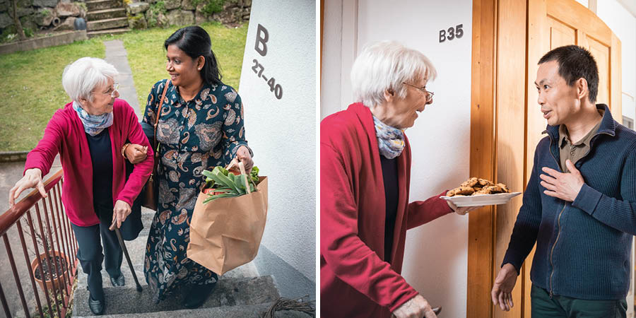 Foto: 1. Mamu wa mu Inde wambuluisha mamu kampanda mutoke ukadi mukulakaje bua kubanda mu bibandilu ne biakudia biende. 2. Mamu mutoke ukadi mukulakaje upesha muntu mulume wa mu Azi au biskwi.