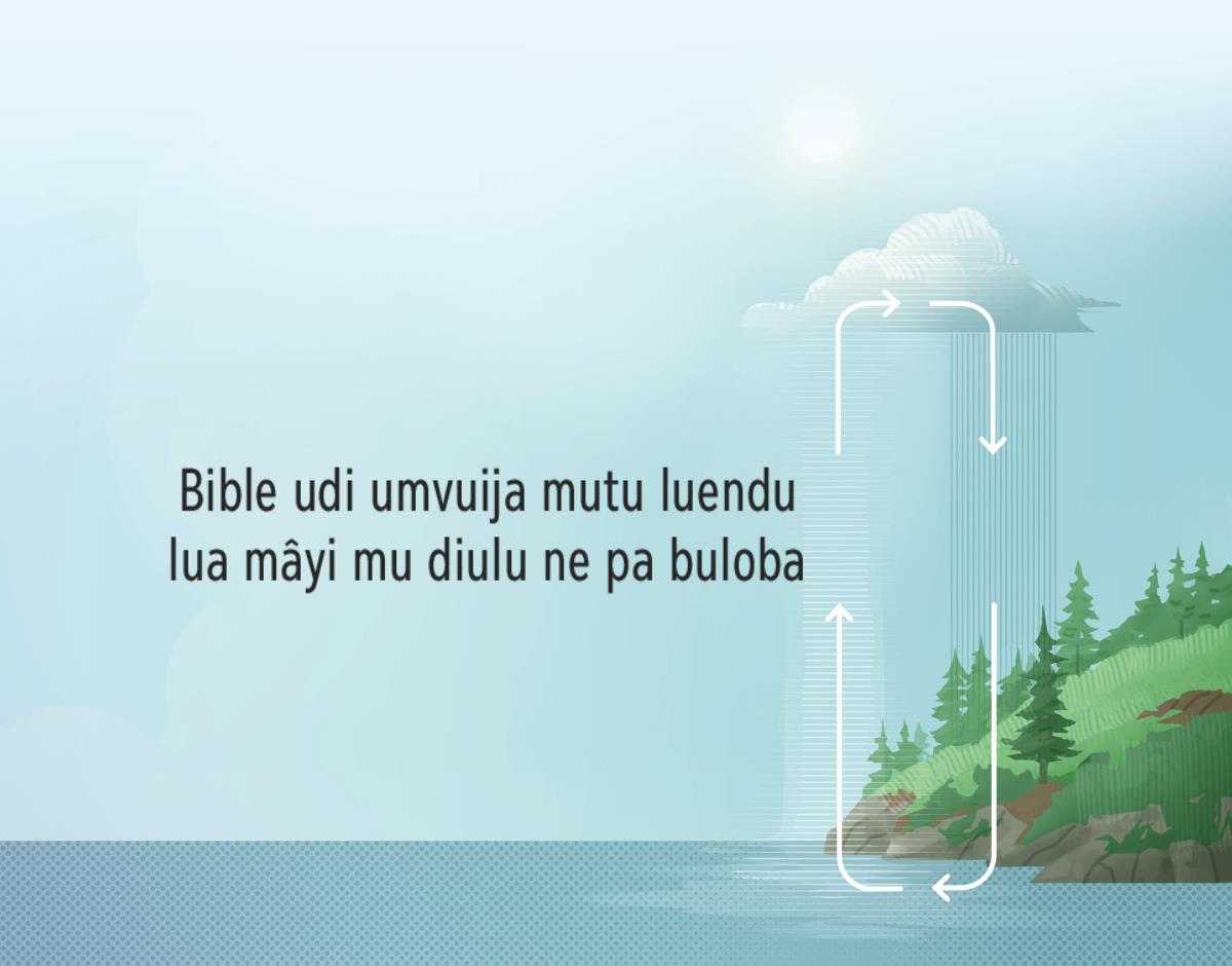 Bible udi umvuija luendu lua mâyi mu diulu ne pa buloba. Tshimfuanyi tshidi ne mikete idi ileja luendu lua mâyi mu diulu ne pa buloba.