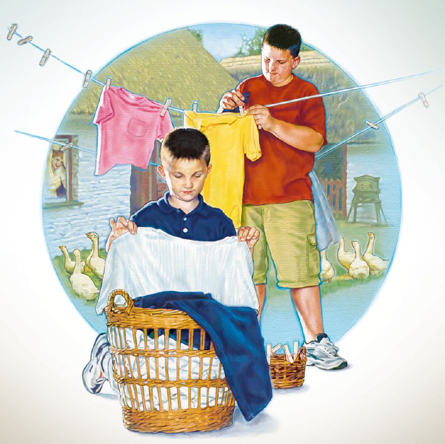 Bana ba balume babidi banyika bilamba ku nshinga