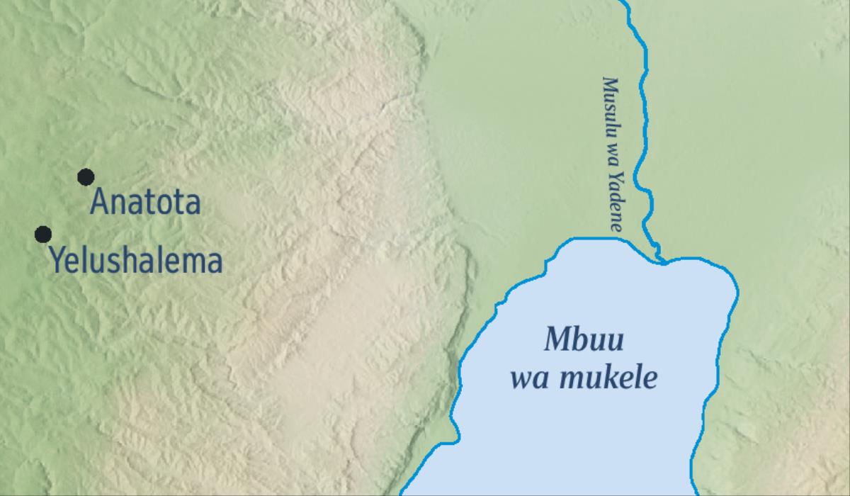 Karte kadi kaleja Yelushalema ne Anatota tshimenga tsha ba Yelemiya