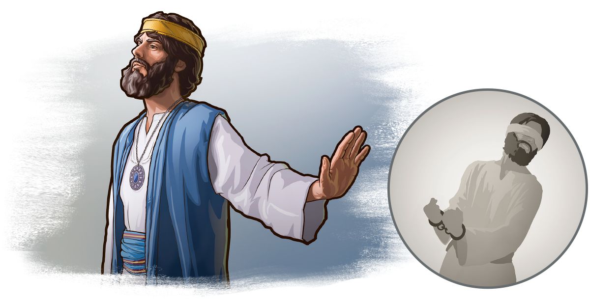 Mukalenge Sedekiya udi ubenga kutumikila Yehowa, badi bamupesha dinyoka dia bamushipa mêsu ne bamusuika ne nkanu