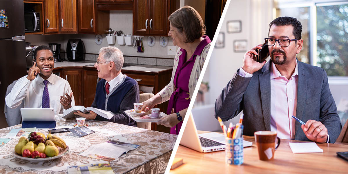 Foto: Muanetu wa balume utshidi nsonga uyisha ne bena dibaka bakulaje ku telefone. 1. Muanetu wa balume uyisha muena mudimu kampanda ku telefone. 2. Muena mudimu kampanda uteleja mukenji udi muanetu umuambila.