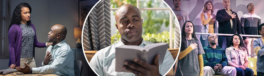 Bimfuanyi bilamika: 1. Muanetu wa balume ubala Bible. 2. Muanetu wa balume wambila mukajende malu ne dinanga dionso. 3. Muanetu wa balume ne mukajende bashale basombe ne kanemu konso padi bantu bakuabu bimane bua kunemekela dibendele.